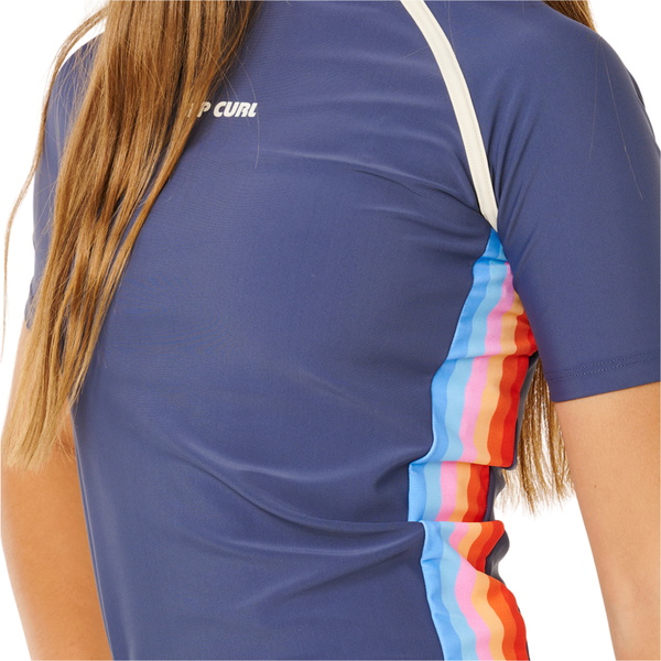 2026 Rip Curl Junior Surf Revival Short Sleeve Rash Vest 14BGRV - Navy